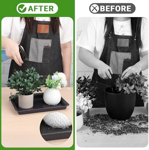GREANER 3 Packs Plant Tray, 11 Inch Black Seed Starter Tray Rectangular, Heavy Sturdy Plant Saucer for Outdoors and Indoors Use