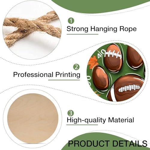 Deroro Welcome Fall Football Sign for Front Door Decor, Autumn Sport Dog