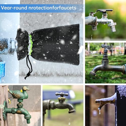 MIXC Outdoor Faucet Cover for Winter - 2 Packs 7.09''W x 10.24''H Water Socks Freeze Protection Pipe Insulation Reusable Waterproof Insulated Spigot Backflow Cover