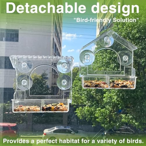 2PCS Clear Bird Feeder for Window