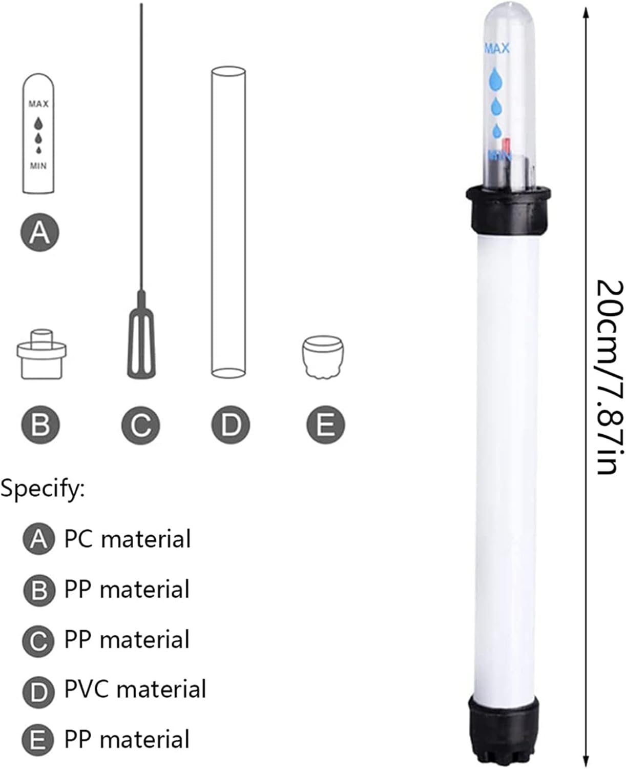 Pack of 30 Soil Moisture Meter, 20 cm Plant Water Level Indicator, Water Level Indicator, Soil Moisture Meter, Sensor