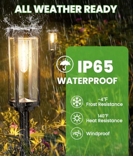 BITPOTT Solar Path Lights, 2 Pack, Warm White, IP65