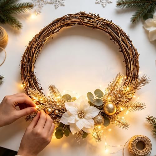 6 Pack 12 Inch Grapevine Wreaths, Vine Wreath Rings for Christmas Weddings