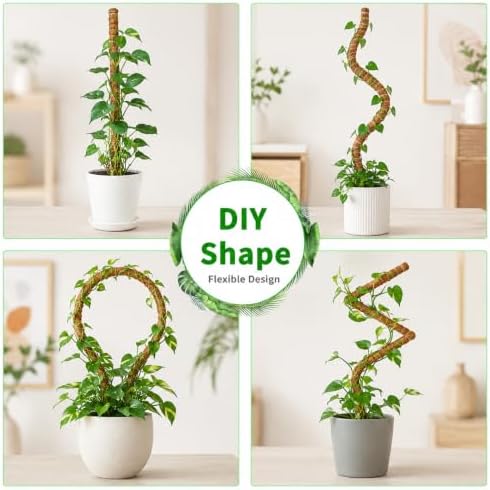 2 Pack Moss Pole for Monstera, 28in Coir Bendable Plant Support Stakes