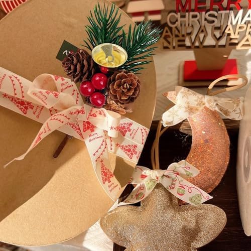 GXXMEI 25PCS Christmas Floral Pick with Jingle Bell, Pine Cone Holly Berry Stems for Crafts, Artificial Christmas Picks and Sprays for Christmas Home Decor, Garland, Wreath