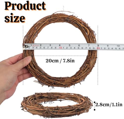 12 Pcs 8 Inch Natural Grapevine Wreath Set, Natural Rattan Wreath,Hand-Woven 8 Inch Vine Branch Wreaths, Perfect for DIY Crafts, Christmas Decorations, and Wedding Supplies