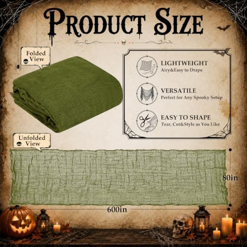 600 x 80 in Halloween Creepy Cloth for Yard and Outdoor Decorations, Green