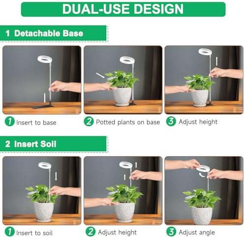 Aokrean Grow Lights for Indoor Plants, 3.5in Full Spectrum with Base 2 Pack