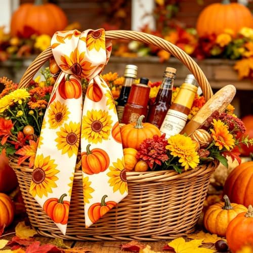 PHOGARY Fall Wreath Sash for Front Door Linen Porch Garland Home Decor