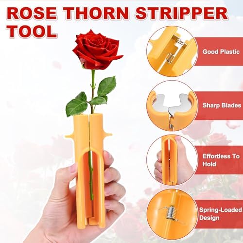 M METERXITY 2-Pack Rose Thorn Stripper Tool, Plastic Metal Rose Stem Leaf Thorn Stripper for Bouquets Pruning Branches/Floral Arrangement, Flower Stripping Tool Remove [Yellow]