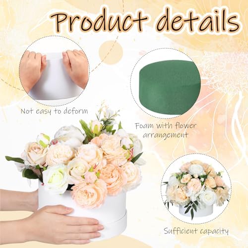Nuenen Round Gift Boxes with Lids Floral Foam Set for Arrangements, White