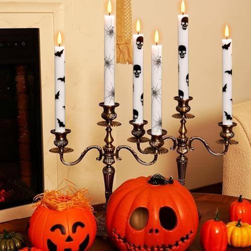 Eldnacele Halloween Decals Flameless Taper Candles with Remote and Timer