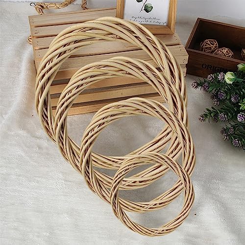MALOKI 10 Inch Grapevine Wreaths DIY Plain Rattan Door Wreaths, Beige