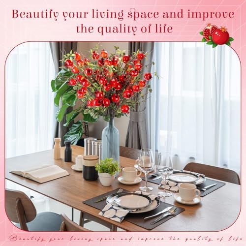 Thiccywoov 10 Pcs 36.6'' Artificial Pomegranate Branches Decor, Red