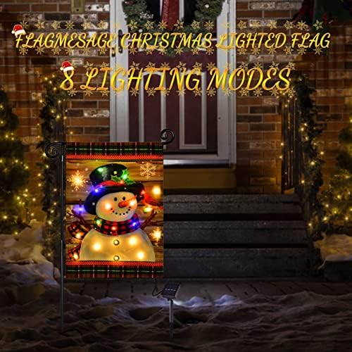 Lighted Christmas Snowman Garden Flag Outdoor Decor, 12x18 In