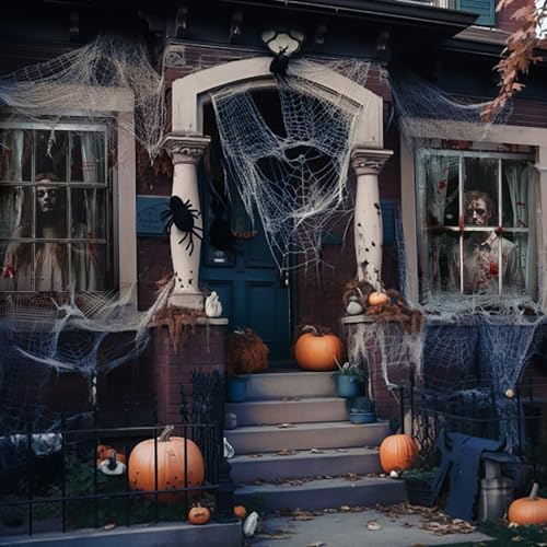 Newwiee 2 Pcs Scary Halloween Curtain Window Silhouette Cover, Blood Ghost