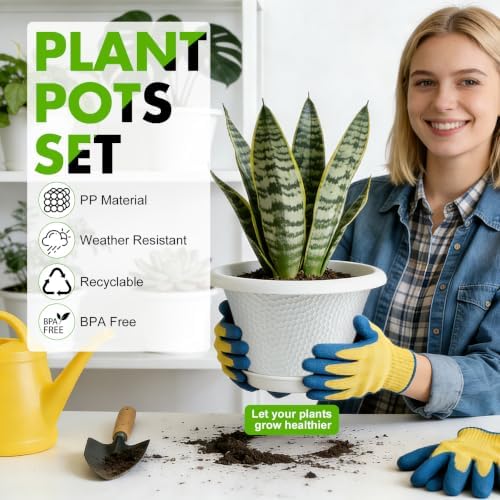 Quarut 12 Inch Pots for Plants,4 Pack Large Flower Pots with Drainage Hole