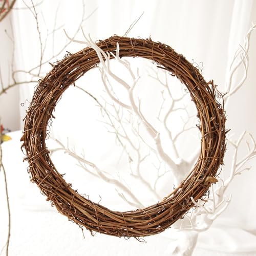 6 Inch Grapevine Wreath, 4pcs Rattan Branch Plaim Wreath for Crafts