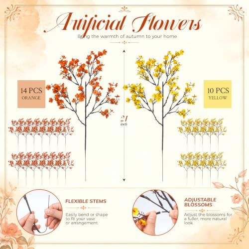 Der Rose 24 Stems Fall Babys Breath Artificial Flowers for Home Vase Decor