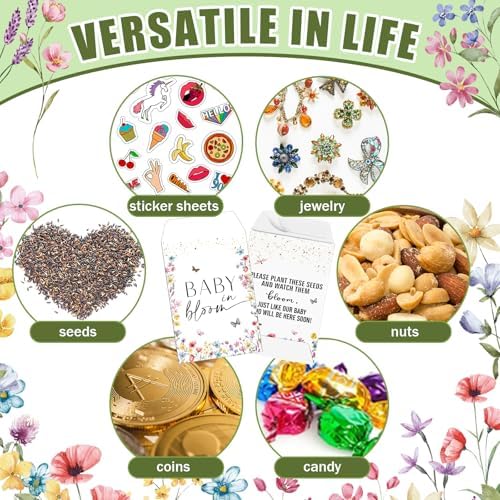 Reallnaive 96 Sets Baby in Bloom Baby Shower Party Favors Seed Packets