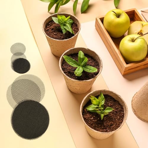 100 Pcs Flower Pot Hole Mesh Pad, Rounds Plant Drainage Screens Gasket, Plastic Drainage Hole Pot Bonsai Mesh, Bonsai Bottom Grid Mat, Keep Soil from Flowing Away (2 inch & 4 inch)