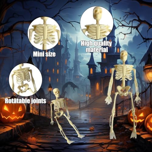 Mini Skeletons 20 Pcs Figurines Halloween Plastic Toy Bulk