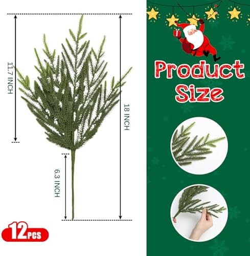 joyhalo 12 Pcs 18" Gradient Greenery Norfolk Pine Stems