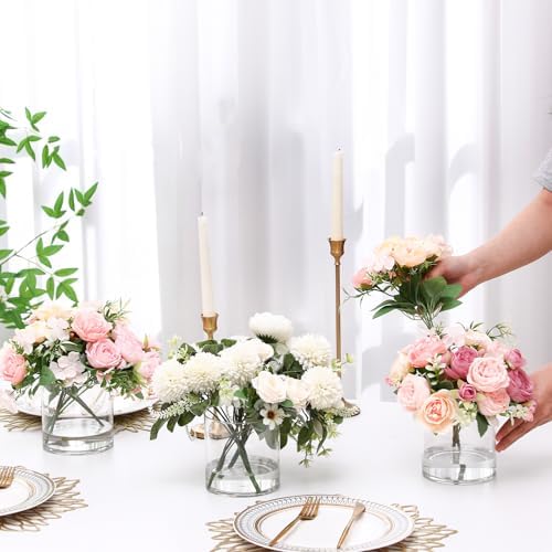 meekoo 6 Pcs Cylinder Vase 4 x 4 in, 5 x 5 in