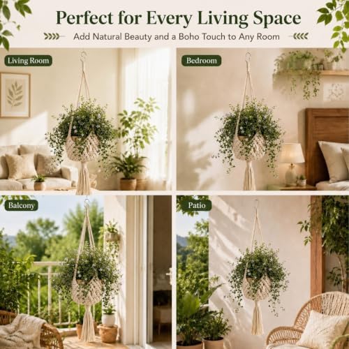 Shappy 3 Pack Boho Macrame Plant Hanger for Indoor