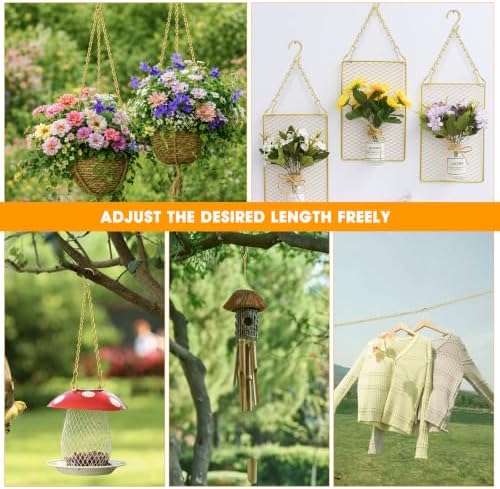 79 Inch Gold Hanging Chain with Plipers for Hanging Flower Baskets