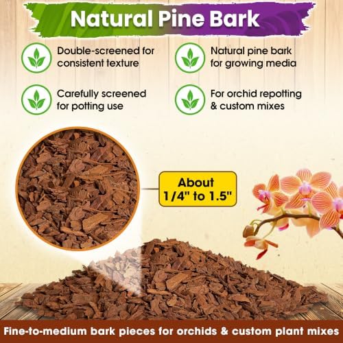 DUSPRO Orchid Bark for Plants, Natural Pine Bark for Orchid Repotting, 2 QT