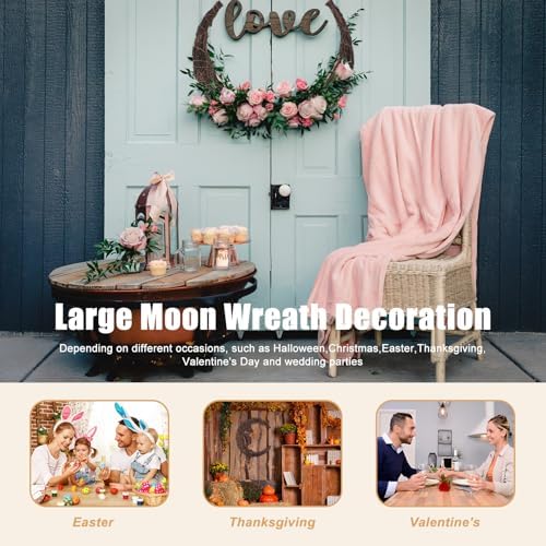 Moon Wreath, 14 Inch Crescent Grapevine Wreath Base, 2 Pack
