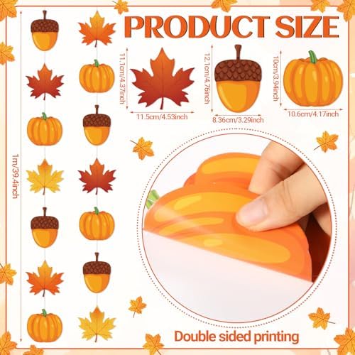 Xinnun 8 Pcs Fall Party Garland Thanksgiving Ceiling Hanging Decor
