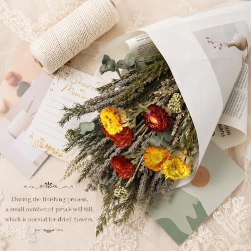 Yellow Red Dried Flowers Bouquet Set Fall Rustic Boho Flowers