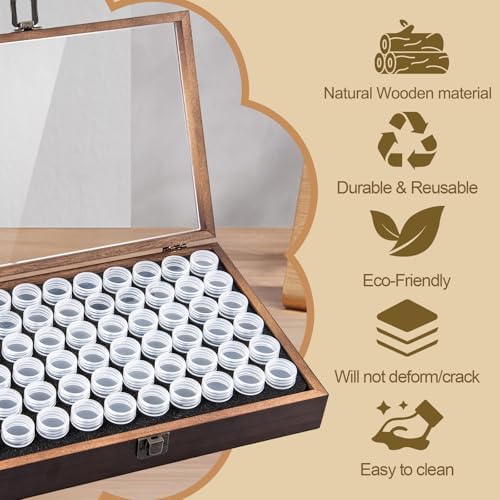 Wood Seed Storage Organizer, 60 Clear Bottles, 96 Labels