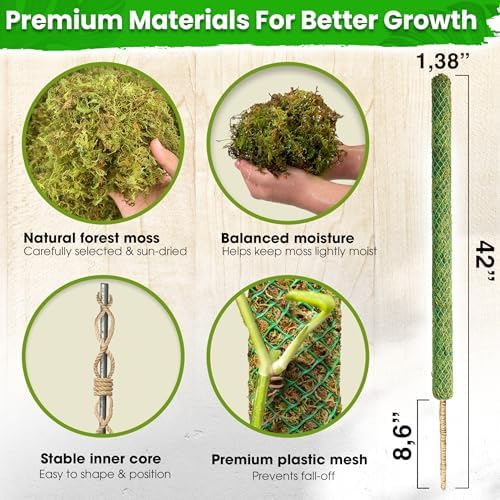 DUSPRO 42" Mesh Moss Pole for Climbing Plants, Pre-Made & Easy to Set Up