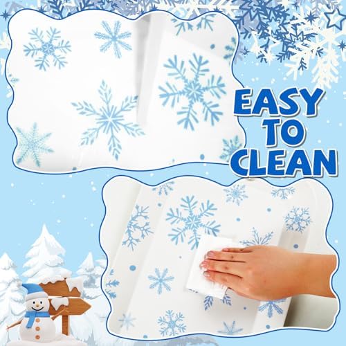 2Pcs Winter Serving Trays 16×11 inch Large Melamine Snowflake Trays Platters with Handles Rectangular Snowflake Tray Set Blue White Rectangular Serving Dishes for Winter Birthday Party Decorations