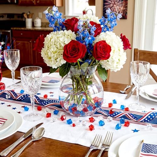 Syhood 570 Pcs Red, Blue and Clear Acrylic Gems Plastic Crystals