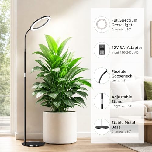 Floor Halo Grow Light for Indoor Plants, Full Spectrum Plant Light