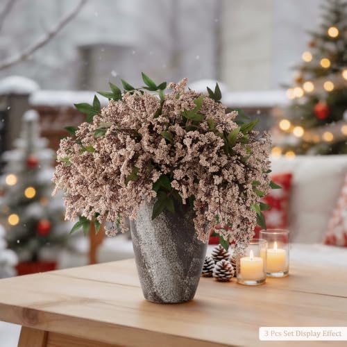 1 Pcs Artificial Berry Stem 36" Realistic Flowers Picks Branches Faux Stem Spray DIY for Holiday Seasonal Farmhouse Mantel DIY Home Decorations (Peachy Pink)