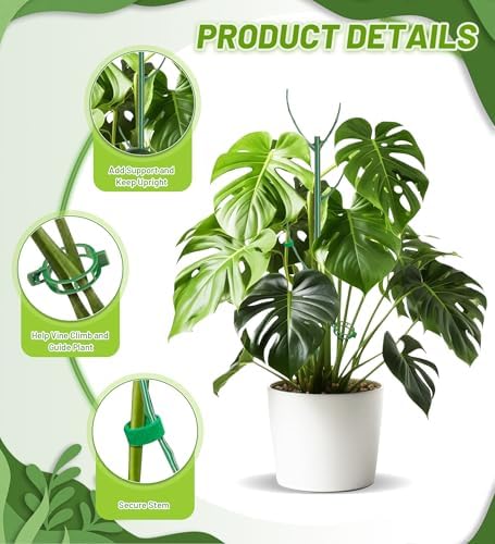Plant Support Stakes, Stackable Plant Support Poles, Green, 12 Pcs