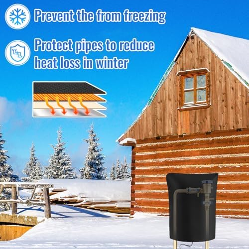 1 Pcs 20" L x17 W Electric Heated Outdoor Faucet Cover for Winter Freeze Protection Heating Hose Bib Covers for Winter, Water Pipe Heater for Garden Faucet Insulated Spigot Protector, Black