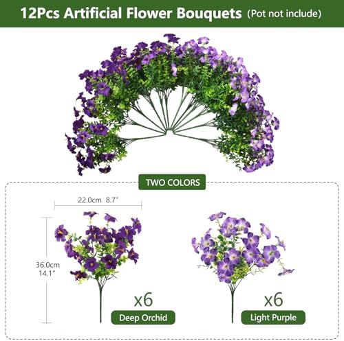 INQCMY Artificial Fake Petunias Flowers for Outdoors Spring Home Decoration