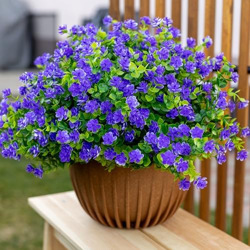 AXYLEX Artificial Flowers for Outdoors, 12 Bundles Fake Plants (Purple)
