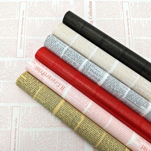 LeZakaa 20 Sheets Newsprint Flower Wrapping Paper, Waterproof Floral Bouquet Paper, White Newsprint Design for Valentine's Day, Mother's Day, Birthday Party, Bridal Shower, Wedding, Baby Shower