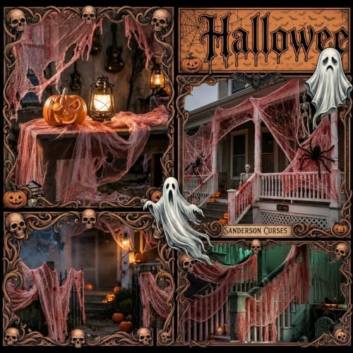 Halloween Creepy Cloth Giant (80 x 400 in.) Scary Gauze Cloth Spooky Halloween Decorations Party Supplies Decor Outdoor Yard Home Wall Haunted House Doorways Patio Garden Bloody