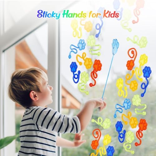 30 PCS Sticky Hands Bulk Party Favors for Kids 4-8,8-12 Year Dog Paw Shape Stretchy Sticky Hand Feet Goodie Bags Stuffers for Kids Treasure Box Toys for Classroom Small Mini Prizes Trinkets