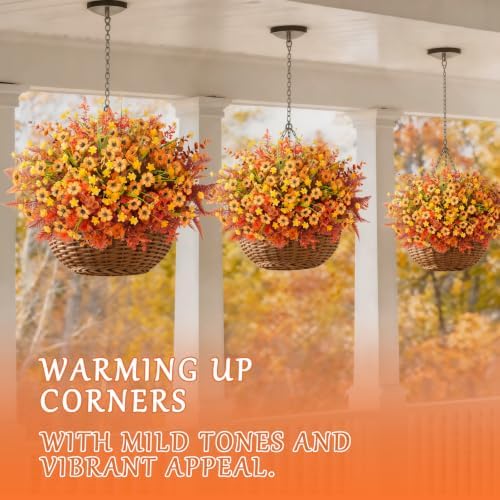 Fall Artificial Mums Flowers for Outdoors Planter Fake Plants 12 Bundles