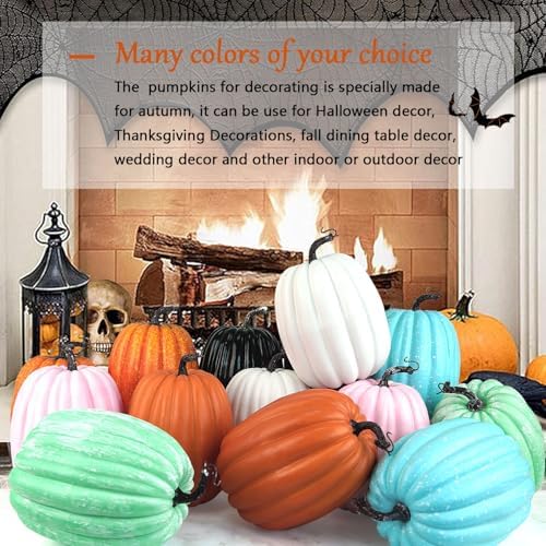 Artmag 8 Inch Large Artificial Pumpkins, 2PCS Big Pink Pumpkins Faux Foam Harvest Pumpkins for Fall Autumn Thanksgiving Seasonal Holiday Decor Decorations (Pink)