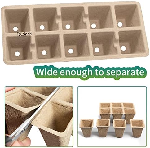 200Cells Seedling Start Trays with Drain Holes,20pcs Peat Pots Seedling Pots Biodegradable,Seedling Starter Kit,Organic Germination Plant Starter Trays(200xLabels,2xTransplant Tools,1xSpray Bottle)